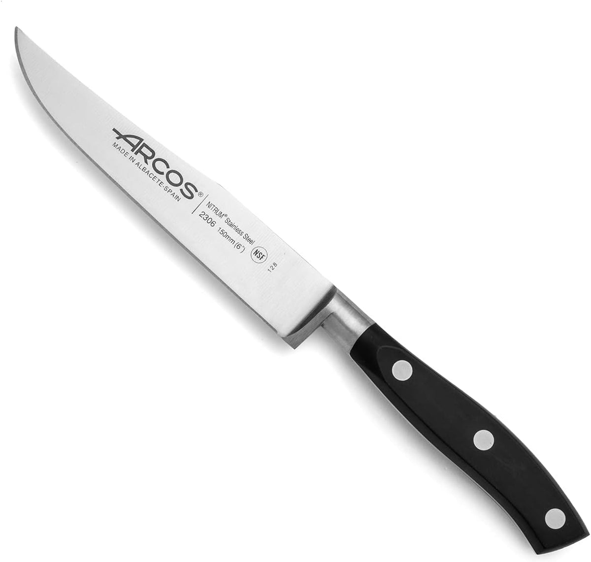 Forged Knife Serrated 5 Inch Nitrum Stainless Steel and 130 mm blade. Ergonomic Polyoxymethylene POM Handle. Series Riviera. Color Black