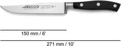 Forged Knife Serrated 5 Inch Nitrum Stainless Steel and 130 mm blade. Ergonomic Polyoxymethylene POM Handle. Series Riviera. Color Black