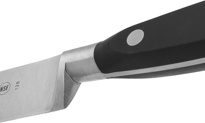 Forged Knife Serrated 5 Inch Nitrum Stainless Steel and 130 mm blade. Ergonomic Polyoxymethylene POM Handle. Series Riviera. Color Black