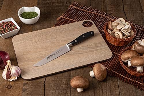 Forged Knife Serrated 5 Inch Nitrum Stainless Steel and 130 mm blade. Ergonomic Polyoxymethylene POM Handle. Series Riviera. Color Black