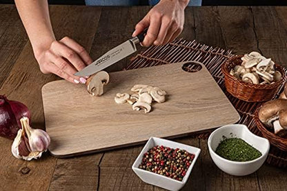 Forged Knife Serrated 5 Inch Nitrum Stainless Steel and 130 mm blade. Ergonomic Polyoxymethylene POM Handle. Series Riviera. Color Black