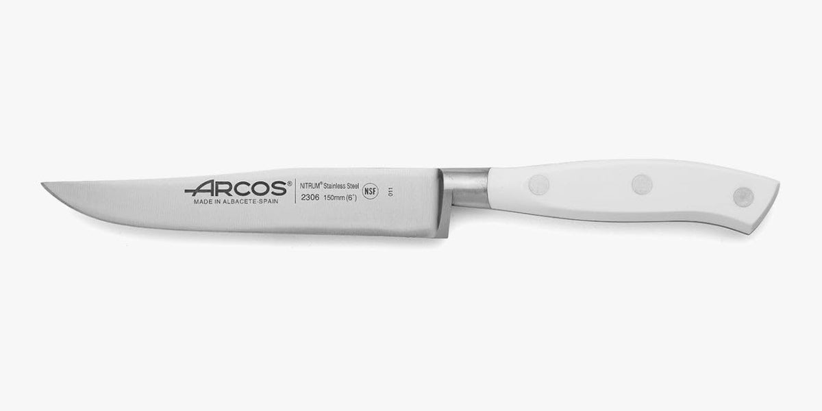 Forged Knife Serrated 5 Inch Nitrum Stainless Steel and 130 mm blade. Ergonomic Polyoxymethylene POM Handle. Series Riviera. Color Black