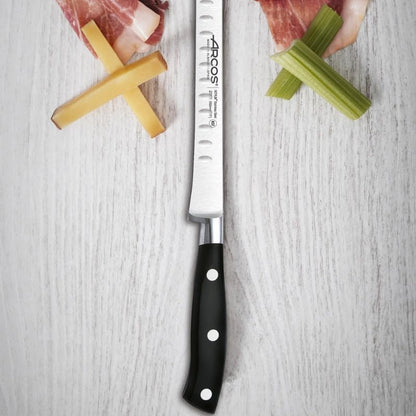 Forged Knife Serrated 5 Inch Nitrum Stainless Steel and 130 mm blade. Ergonomic Polyoxymethylene POM Handle. Series Riviera. Color Black