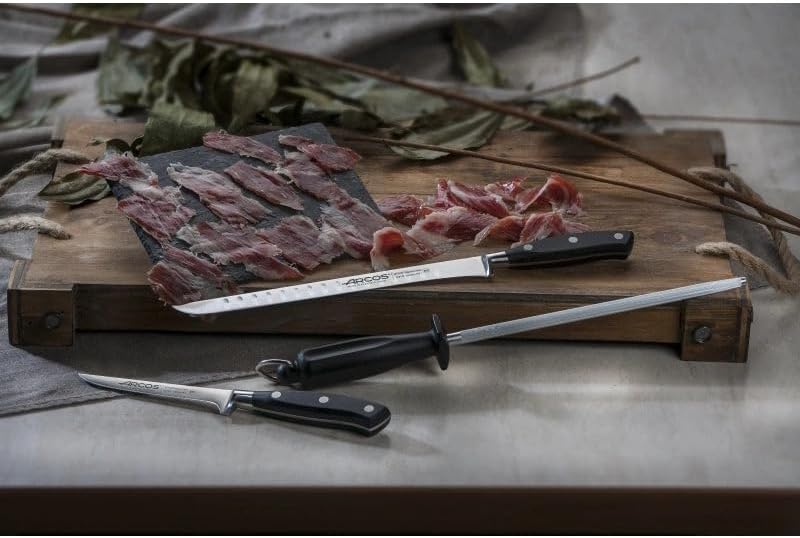 Forged Knife Serrated 5 Inch Nitrum Stainless Steel and 130 mm blade. Ergonomic Polyoxymethylene POM Handle. Series Riviera. Color Black
