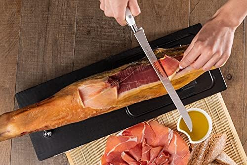 Forged Knife Serrated 5 Inch Nitrum Stainless Steel and 130 mm blade. Ergonomic Polyoxymethylene POM Handle. Series Riviera. Color Black