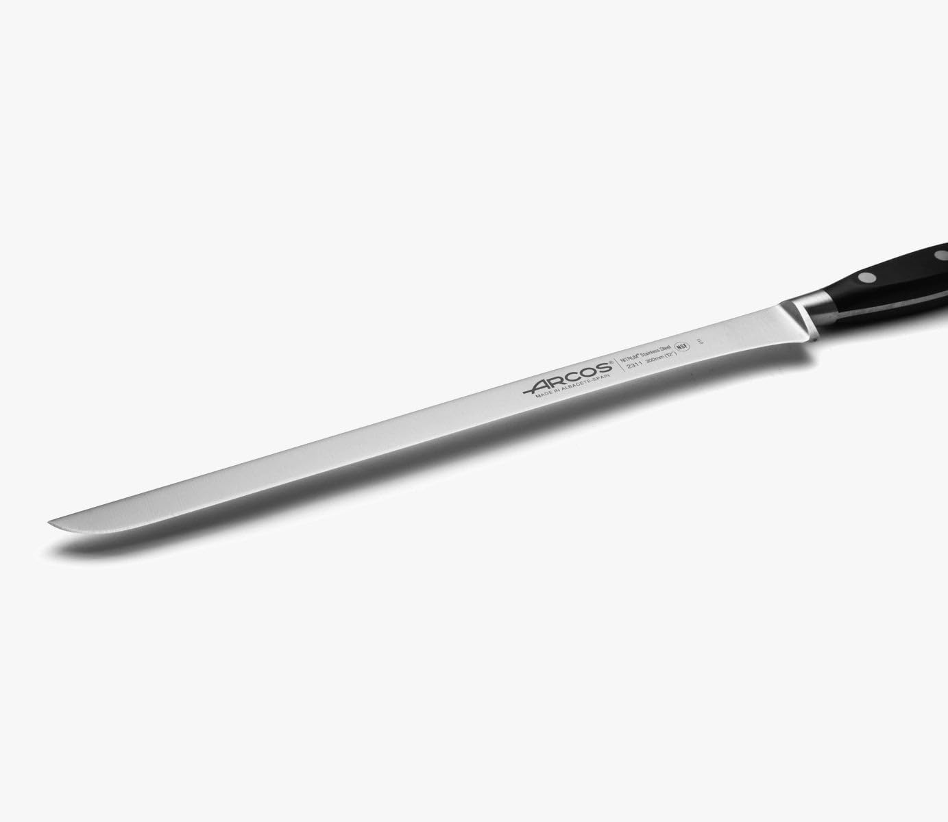 Forged Knife Serrated 5 Inch Nitrum Stainless Steel and 130 mm blade. Ergonomic Polyoxymethylene POM Handle. Series Riviera. Color Black