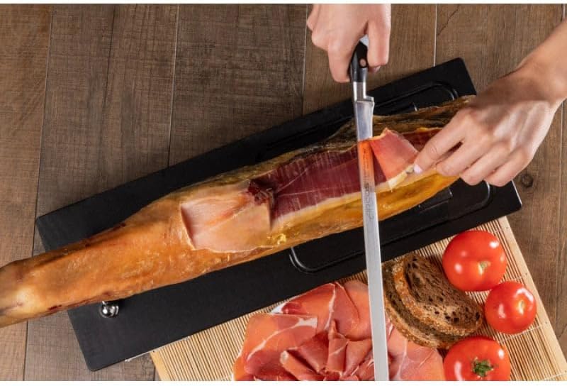 Forged Knife Serrated 5 Inch Nitrum Stainless Steel and 130 mm blade. Ergonomic Polyoxymethylene POM Handle. Series Riviera. Color Black