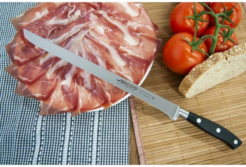 Forged Knife Serrated 5 Inch Nitrum Stainless Steel and 130 mm blade. Ergonomic Polyoxymethylene POM Handle. Series Riviera. Color Black