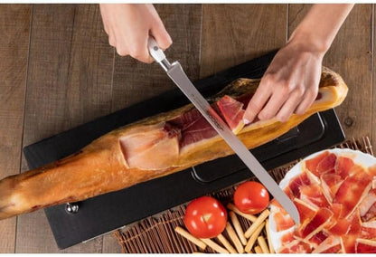 Forged Knife Serrated 5 Inch Nitrum Stainless Steel and 130 mm blade. Ergonomic Polyoxymethylene POM Handle. Series Riviera. Color Black