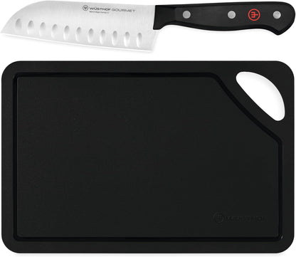 WÜSTHOF Gourmet 5" Hollow Edge Santoku Knife, Black