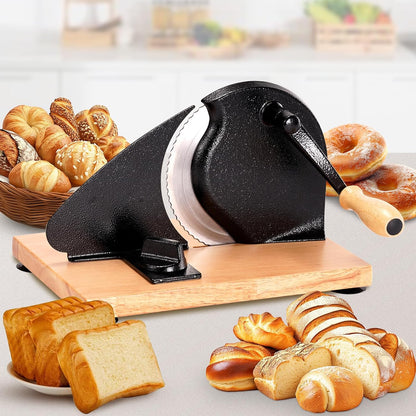 Manual Bread Slicer for Homemade Sourdough Bread, Adjustable Thickness | Evenly Slicing, Hand Crank Bread Slicer for Buns, Bagels Etc,Sharp Stainless Steel Blade