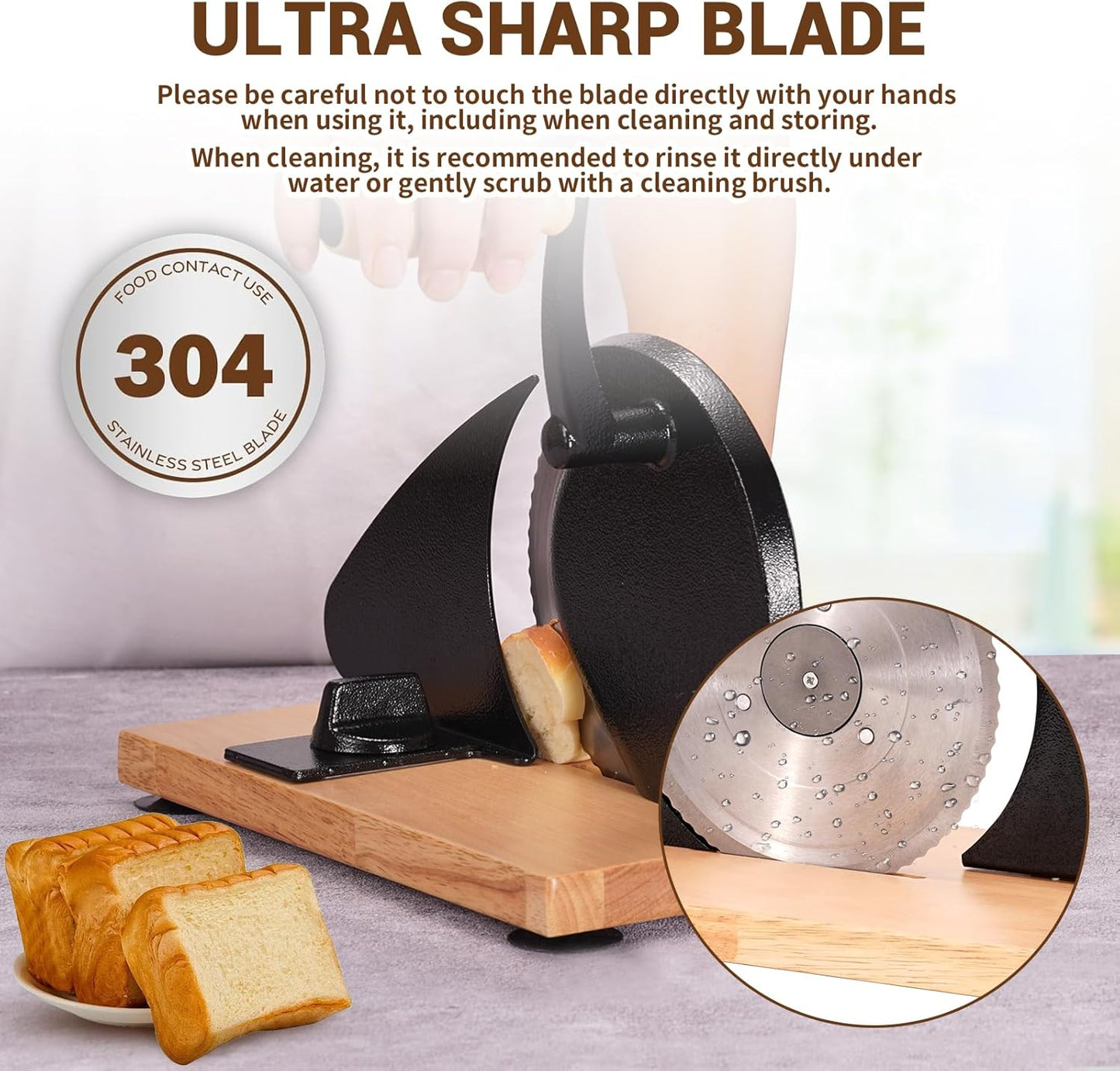 Manual Bread Slicer for Homemade Sourdough Bread, Adjustable Thickness | Evenly Slicing, Hand Crank Bread Slicer for Buns, Bagels Etc,Sharp Stainless Steel Blade