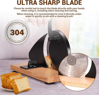 Manual Bread Slicer for Homemade Sourdough Bread, Adjustable Thickness | Evenly Slicing, Hand Crank Bread Slicer for Buns, Bagels Etc,Sharp Stainless Steel Blade