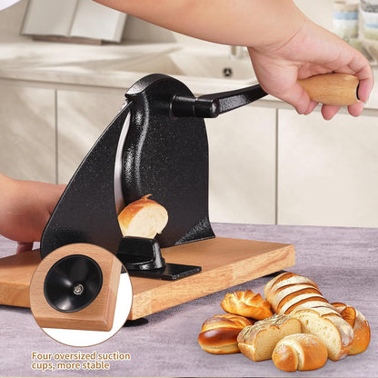 Manual Bread Slicer for Homemade Sourdough Bread, Adjustable Thickness | Evenly Slicing, Hand Crank Bread Slicer for Buns, Bagels Etc,Sharp Stainless Steel Blade