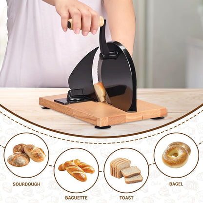 Manual Bread Slicer for Homemade Sourdough Bread, Adjustable Thickness | Evenly Slicing, Hand Crank Bread Slicer for Buns, Bagels Etc,Sharp Stainless Steel Blade