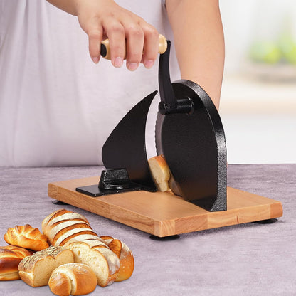 Manual Bread Slicer for Homemade Sourdough Bread, Adjustable Thickness | Evenly Slicing, Hand Crank Bread Slicer for Buns, Bagels Etc,Sharp Stainless Steel Blade