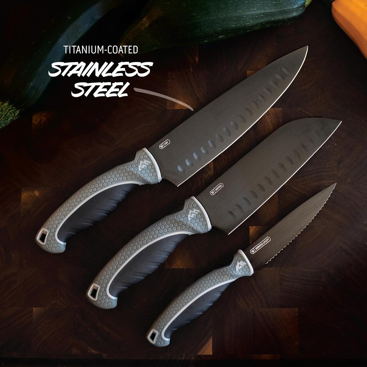 ErgoMax Brisket Slicing Knife - Razor Sharp Blade, Premium Titanium-Coated Steel Blades, Ergonomic Handle, Multifunction Carving Knife for Meat Cutting
