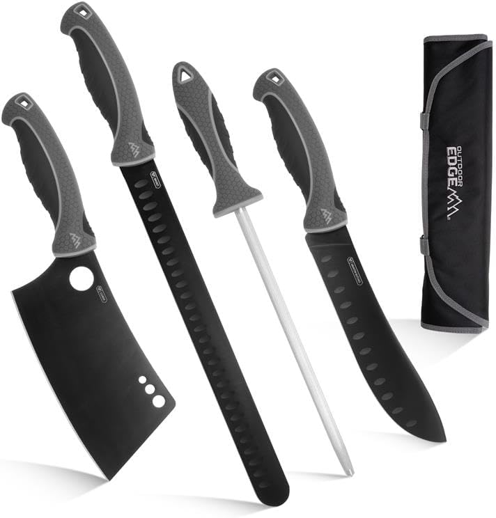ErgoMax Brisket Slicing Knife - Razor Sharp Blade, Premium Titanium-Coated Steel Blades, Ergonomic Handle, Multifunction Carving Knife for Meat Cutting