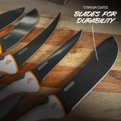 ErgoMax Brisket Slicing Knife - Razor Sharp Blade, Premium Titanium-Coated Steel Blades, Ergonomic Handle, Multifunction Carving Knife for Meat Cutting