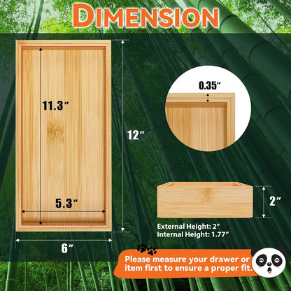 Bamboo Kitchen Drawer Organizer, 2 Pack, 12" x 3" x 2"