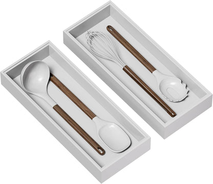 Bamboo Kitchen Drawer Organizer, 2 Pack, 12" x 3" x 2"