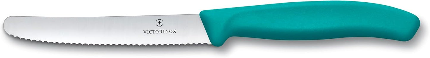Swiss Classic, Tomato-Bread Knife Set, 6-pieces, sharp blade, serrated edge, 4.3 Inch, stainless steel, Sky Blue,Turquoise, Green