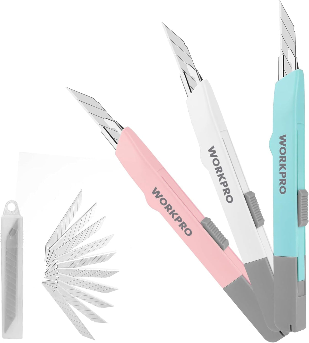 Premium Utility Knife Retractable Snap-off blade, Gift for Men/Women Heavy Duty Box Cutter Set, Razor Knife Exacto Craft Knives, with 10 Extra 9mm Blades, Pack of 3
