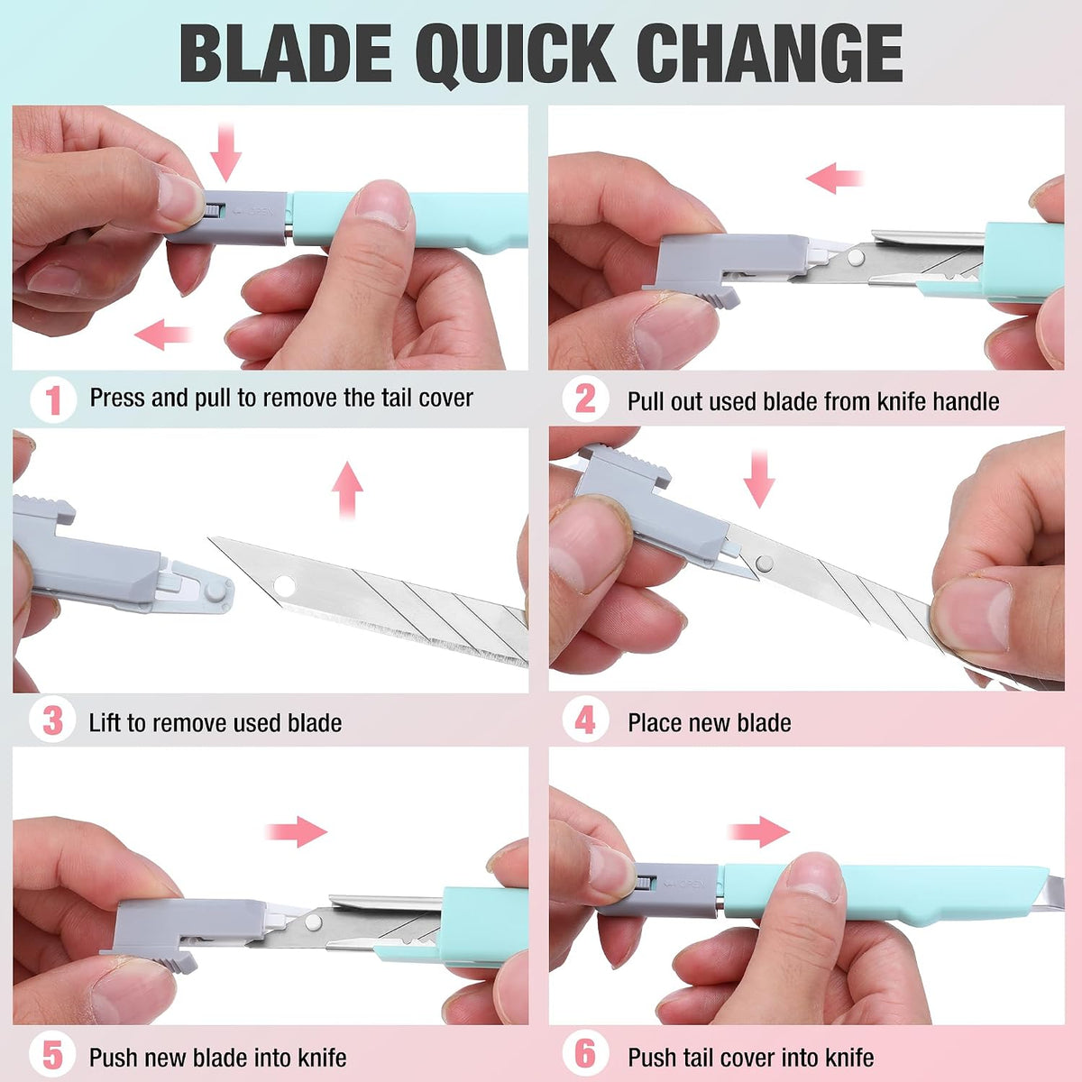 Premium Utility Knife Retractable Snap-off blade, Gift for Men/Women Heavy Duty Box Cutter Set, Razor Knife Exacto Craft Knives, with 10 Extra 9mm Blades, Pack of 3