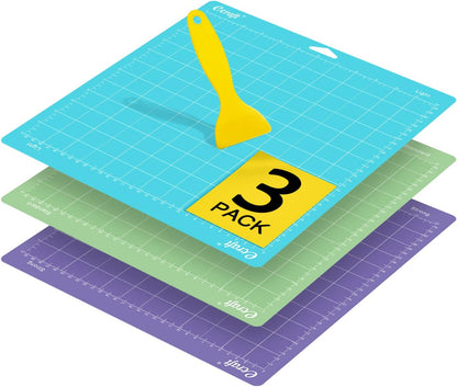 12x12 Cutting Mat 3-Pack, Strong/Standard/Light Adhesive, Compatible with Cricut Maker 3/Maker 4/Maker/Explore 3/4/Air 2/One, Variety Adhesive Sticky Cutting Mats Accessories