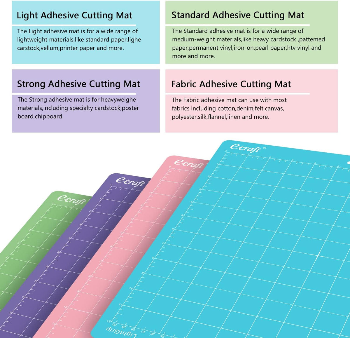 12x12 Cutting Mat 3-Pack, Strong/Standard/Light Adhesive, Compatible with Cricut Maker 3/Maker 4/Maker/Explore 3/4/Air 2/One, Variety Adhesive Sticky Cutting Mats Accessories