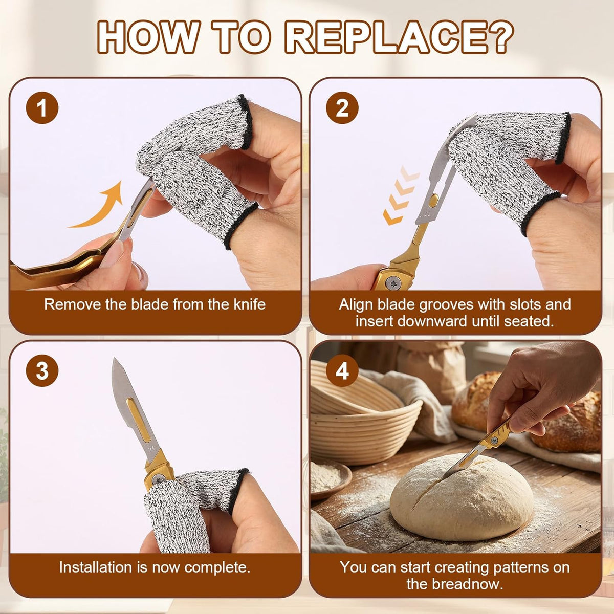 Bread Lame, Sourdough Scoring Tool with 10 Razor Blades - Folding & Extractable Bread Scorer Knife for Homemade Bread, Sourdough Slashing, Baking Tools Kit, Includes Protective Cover&Portable keychain