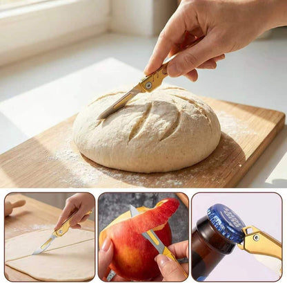 Bread Lame, Sourdough Scoring Tool with 10 Razor Blades - Folding & Extractable Bread Scorer Knife for Homemade Bread, Sourdough Slashing, Baking Tools Kit, Includes Protective Cover&Portable keychain