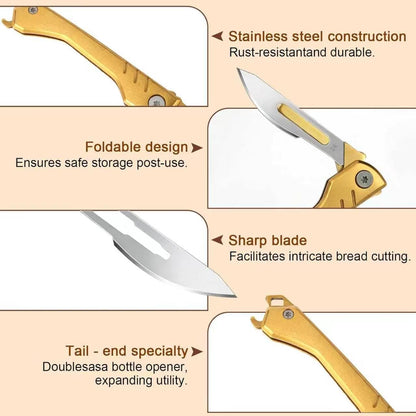Bread Lame, Sourdough Scoring Tool with 10 Razor Blades - Folding & Extractable Bread Scorer Knife for Homemade Bread, Sourdough Slashing, Baking Tools Kit, Includes Protective Cover&Portable keychain