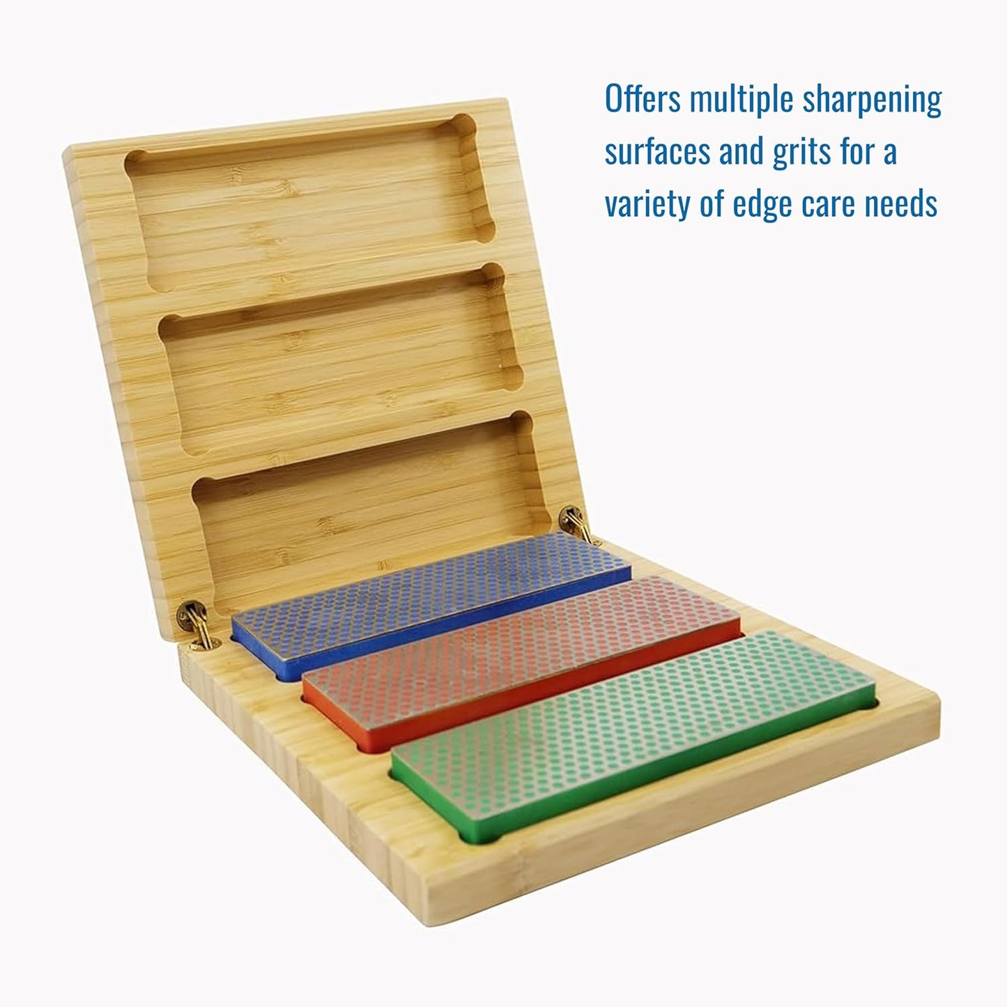 DMT Deluxe Diamond Professional Knife Sharpening Kit - Includes Set of 3 Diamond Whetstone Blocks for Kitchen Knives, Lawn Mower Blades, Hunting/Butchery Tools, and More - Comes in Natural Wood Box