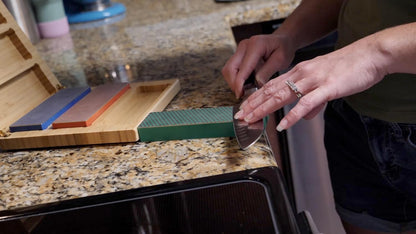 DMT Deluxe Diamond Professional Knife Sharpening Kit - Includes Set of 3 Diamond Whetstone Blocks for Kitchen Knives, Lawn Mower Blades, Hunting/Butchery Tools, and More - Comes in Natural Wood Box