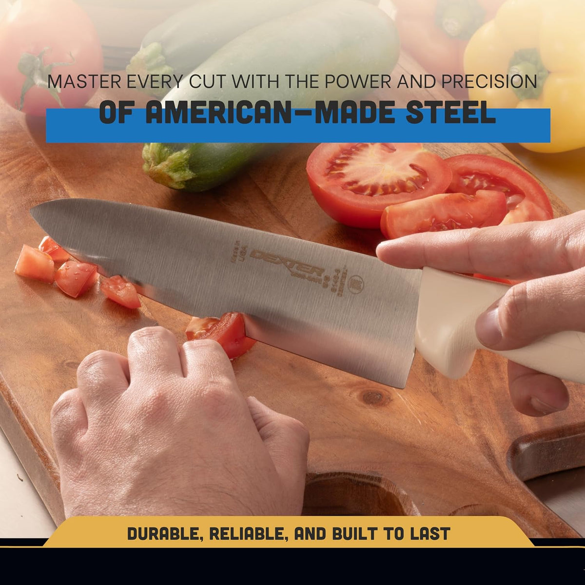 8" Chef's Knife – S145-10PCP | SANI-SAFE Series | High-Carbon Stainless Steel Blade, NSF Certified, Slip-Resistant White Handle, Made in USA