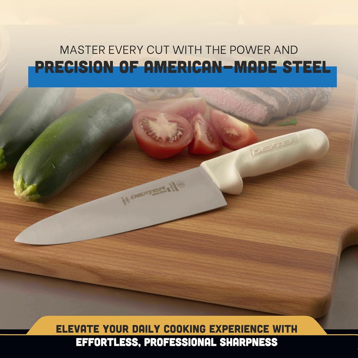 8" Chef's Knife – S145-10PCP | SANI-SAFE Series | High-Carbon Stainless Steel Blade, NSF Certified, Slip-Resistant White Handle, Made in USA