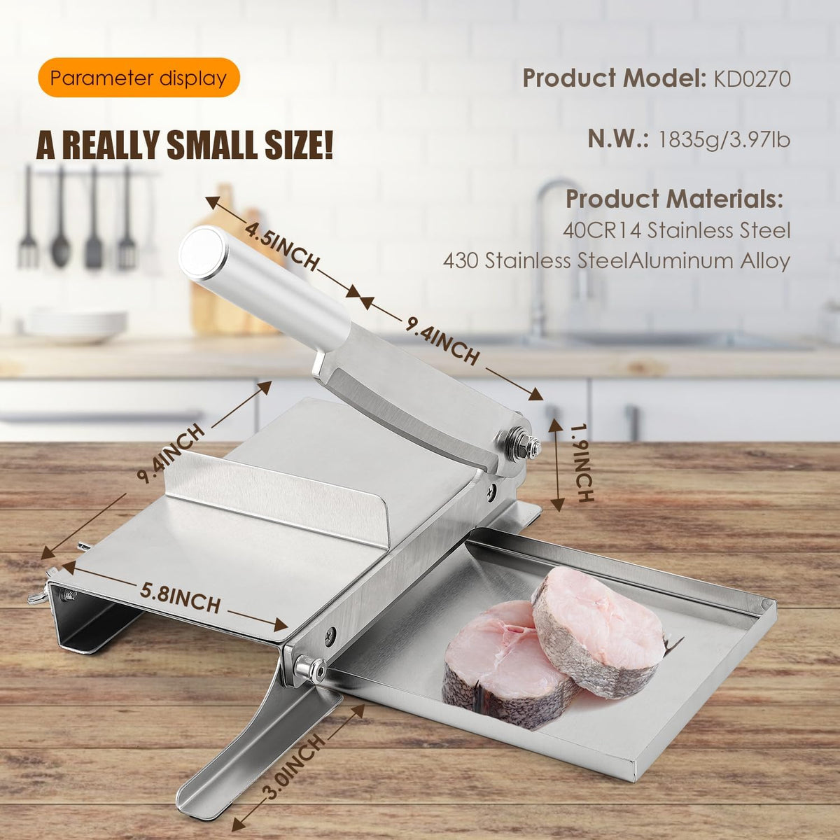 Manual Ribs Meat Slicer Household Stainless Steel Small Bone Cutting Slicing Machine Chicken Lamb Chops Ribs Herb Pastry Cutter for Home Cooking