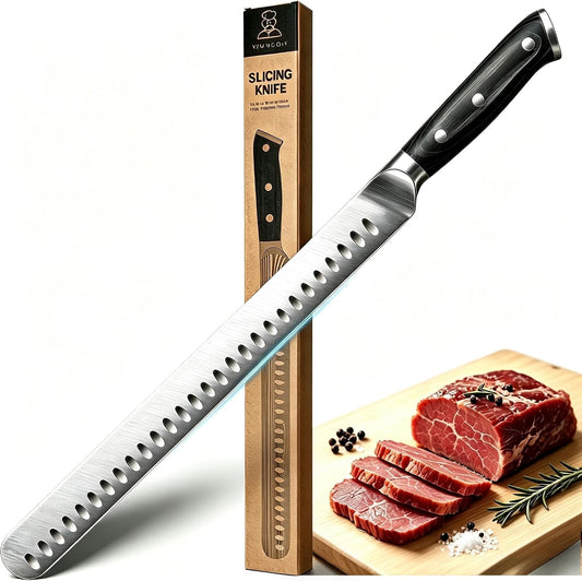 Brisket Knife, 12 inch Carving Knife for Meat | Slicing Knife Breaking Knife for Meat Cutting-High Carbon Stainless Steel Butchers Knives for BBQ, Turkey and Roast