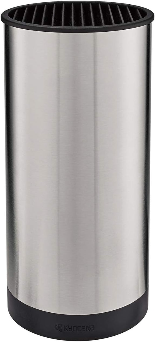 KB-U-SS Universal Knife Block, One, Stainless 8.8" x 4.3" | Universal Knife Block: Compact, Round Storage for 6-8 Ceramic Knives, Removable Slotted Top, Dishwasher-Safe Design