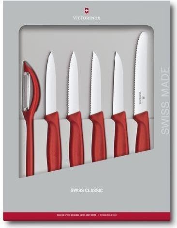 Swiss Classic Kitchen Set, 5 Pieces - Utility & Bread Knives | Durable ergonomic set with paring, carving, and bread knives. Made in Switzerland, dishwasher safe, and black handles.