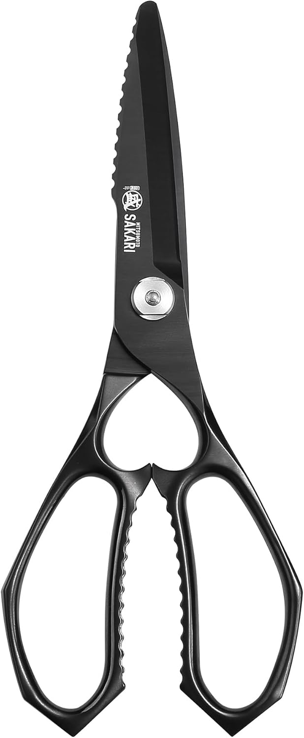 8.5 Inch Kitchen Scissors & Poultry Shears, Removable | 1.4116 Mo-V All Steel, Serrated Edge Design, Bottle & Can Opener, Magnetic Fridge Storage, Left & Right Hand Use