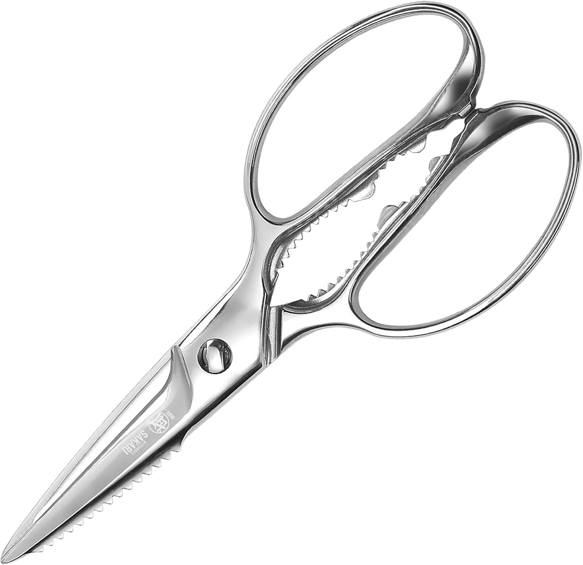 8.5 Inch Kitchen Scissors & Poultry Shears, Removable | 1.4116 Mo-V All Steel, Serrated Edge Design, Bottle & Can Opener, Magnetic Fridge Storage, Left & Right Hand Use