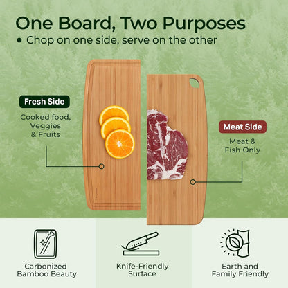 Dishwasher Safe Bamboo Cutting Board, Lightweight & Durable Wood Cutting Board, Reversible with Juice Groove, Easy to Store & Clean, Ideal Kitchen Gift for Home Cooks