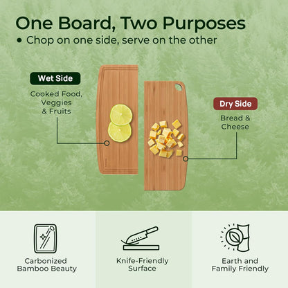 Dishwasher Safe Bamboo Cutting Board, Lightweight & Durable Wood Cutting Board, Reversible with Juice Groove, Easy to Store & Clean, Ideal Kitchen Gift for Home Cooks