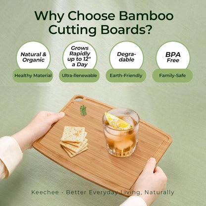 Dishwasher Safe Bamboo Cutting Board, Lightweight & Durable Wood Cutting Board, Reversible with Juice Groove, Easy to Store & Clean, Ideal Kitchen Gift for Home Cooks