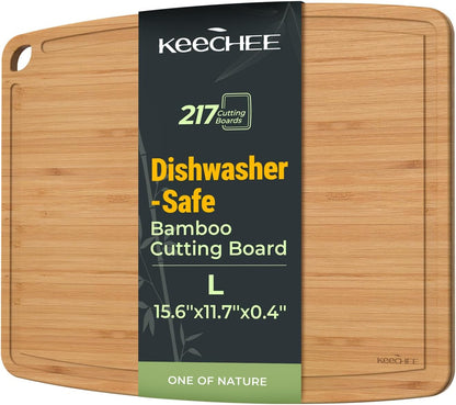 Dishwasher Safe Bamboo Cutting Board, Lightweight & Durable Wood Cutting Board, Reversible with Juice Groove, Easy to Store & Clean, Ideal Kitchen Gift for Home Cooks