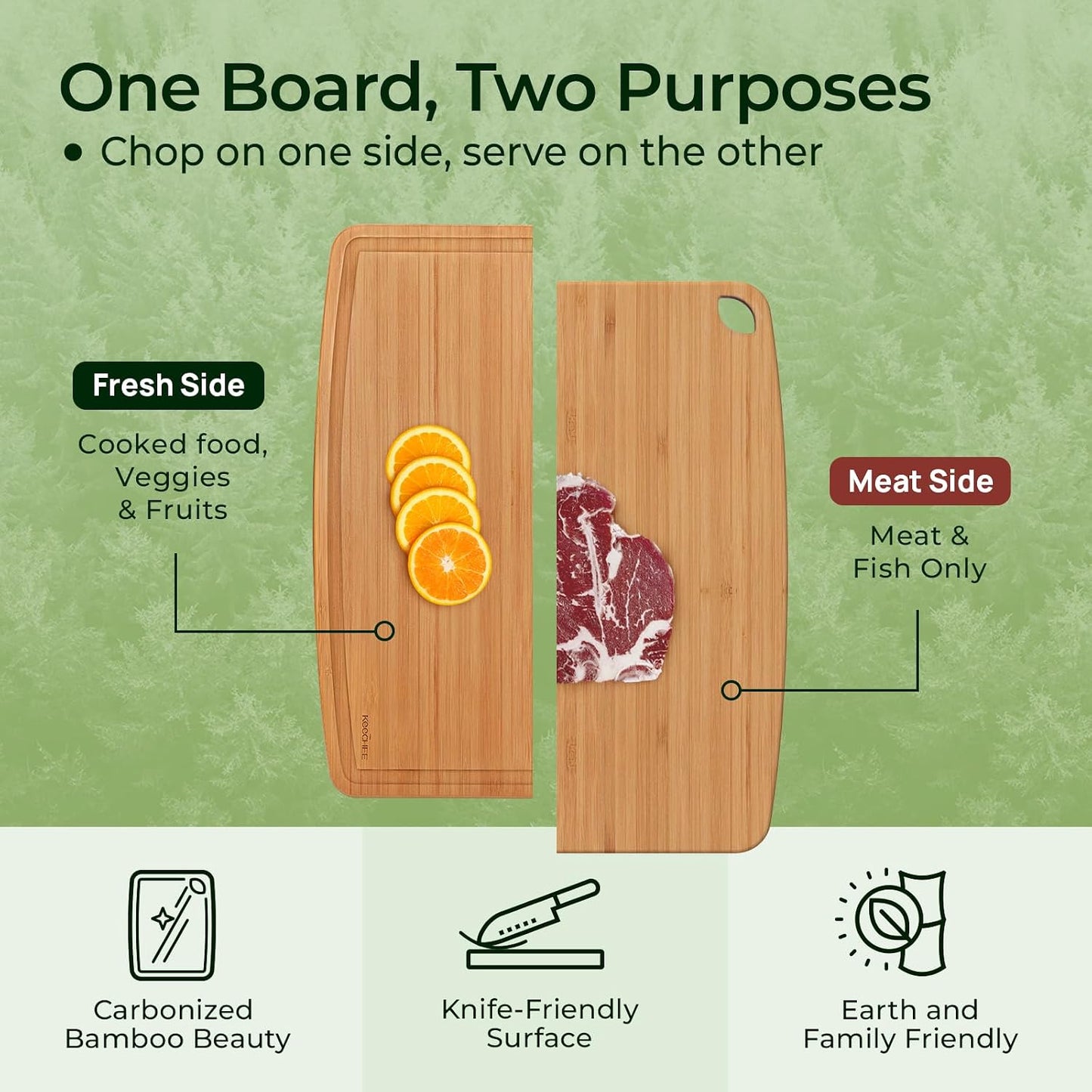 Dishwasher Safe Bamboo Cutting Board, Lightweight & Durable Wood Cutting Board, Reversible with Juice Groove, Easy to Store & Clean, Ideal Kitchen Gift for Home Cooks