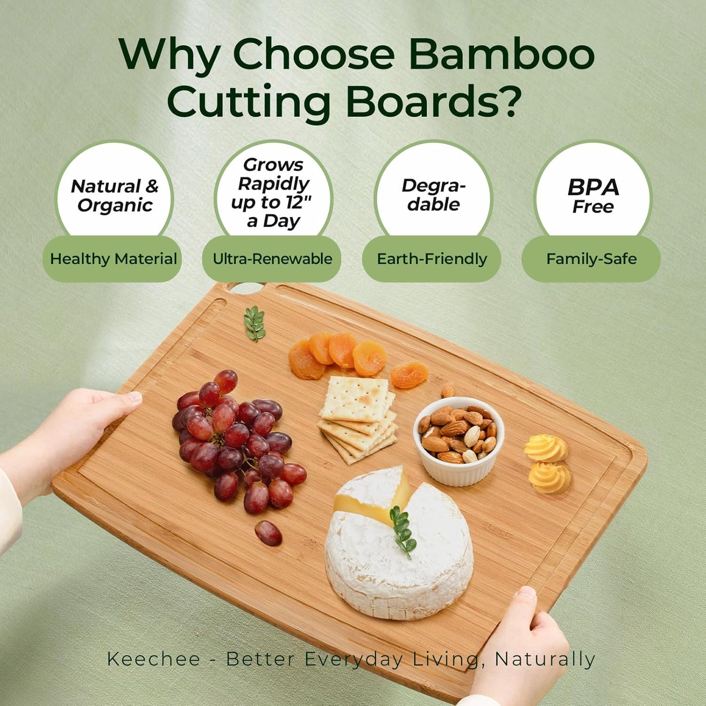 Dishwasher Safe Bamboo Cutting Board, Lightweight & Durable Wood Cutting Board, Reversible with Juice Groove, Easy to Store & Clean, Ideal Kitchen Gift for Home Cooks