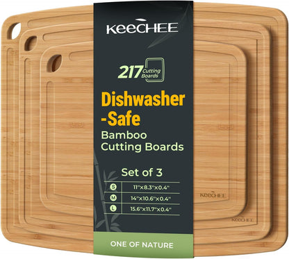 Dishwasher Safe Bamboo Cutting Board, Lightweight & Durable Wood Cutting Board, Reversible with Juice Groove, Easy to Store & Clean, Ideal Kitchen Gift for Home Cooks
